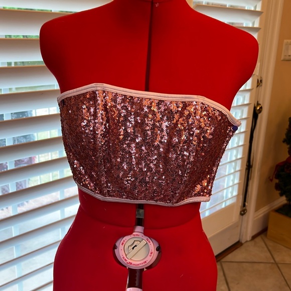 Victoria’s secret pink sequin bustier crop top - Picture 2 of 8
